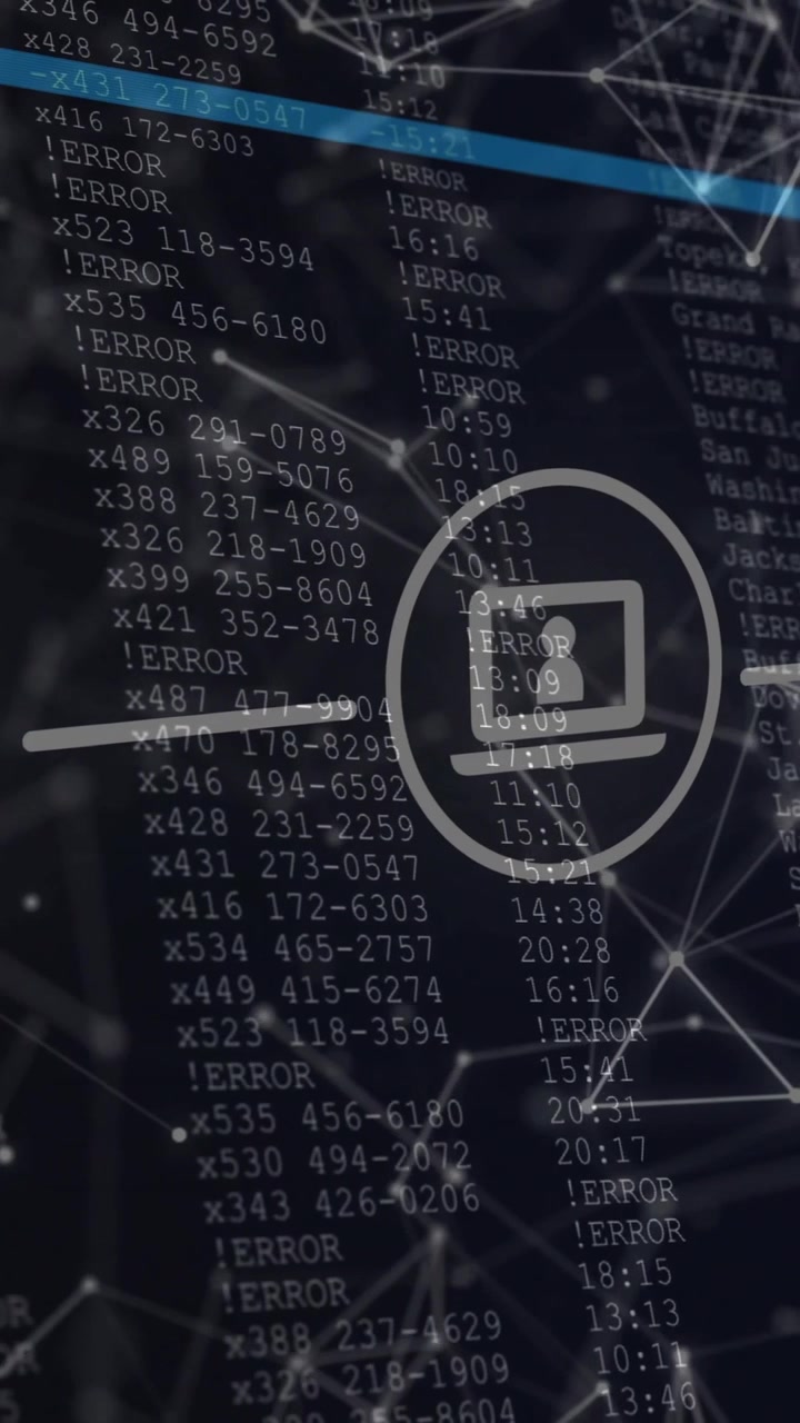 Network of connections and data processing animation over digital code background