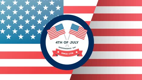 animation of 4th of july independence day text over american flags