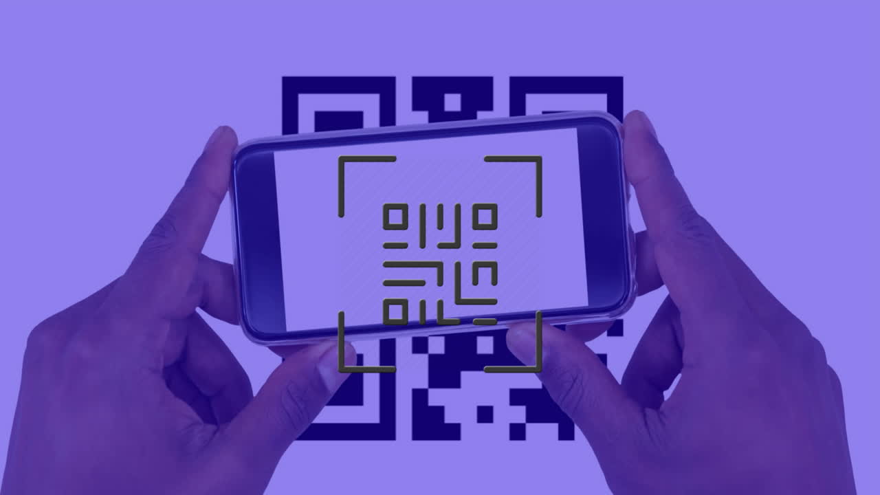 animación del código qr y el escaneo del código qr en el teléfono inteligente