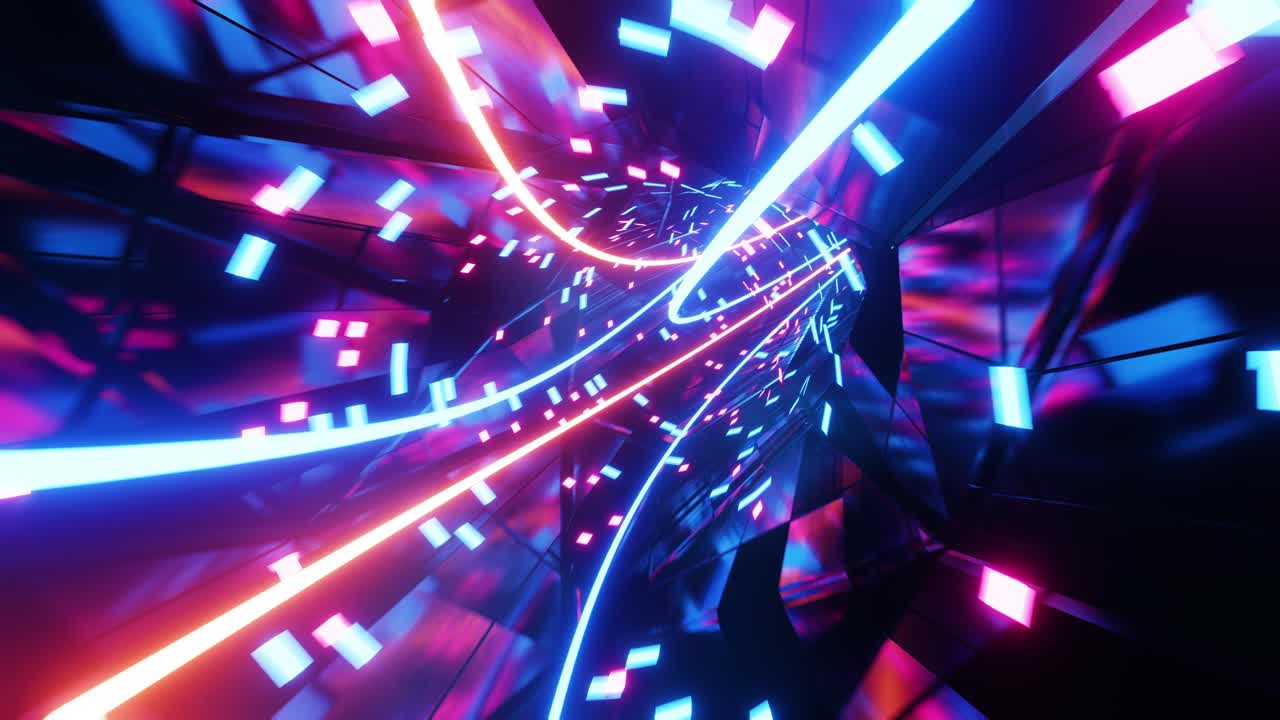 volando all'interno di cavi di dati blu. animazione a loop infinito.