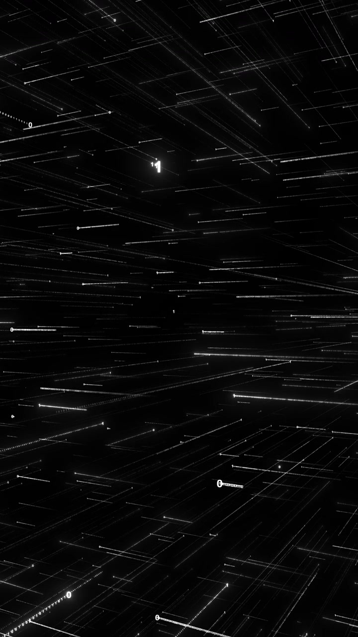 Monochrome binary speed tunnel rushing lines dark virtual corridor numeric code deep data motion