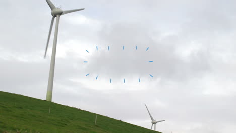 animación de diversas formas sobre la turbina eólica y las nubes