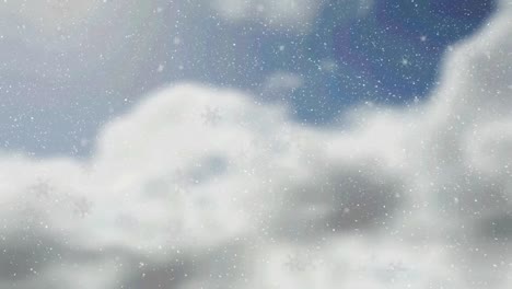 Animación-De-Nieve-Cayendo-Sobre-El-Cielo-Nublado.