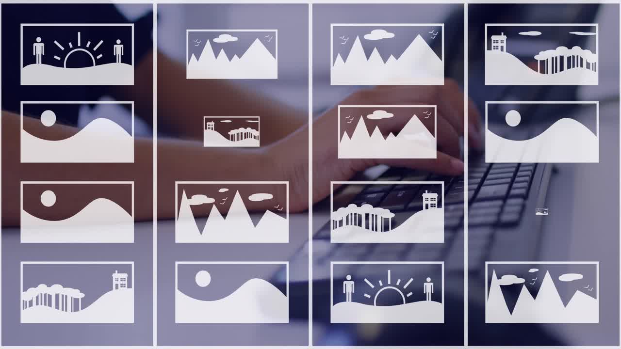 인공지능 텍스트 및 데이터 처리의 애니메이션 컴퓨터를 사용하여 두 인종의 여성