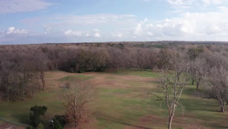 Aerial-wide-rising-shot-of-the-historic-excavation-site-of-the-Grand-Village-of-the-Natchez-in-Mississippi