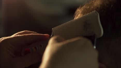 man getting a haircut