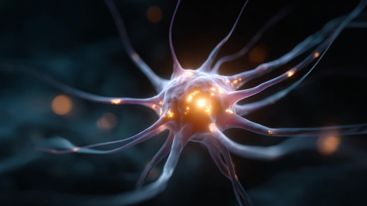 Intricate Illustration of Neurons Connecting with Glowing Synapses, Representing Complex Neural Networks in a Biological Environment of Brain Activity and Communication