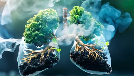 un par de pulmones con árboles que crecen fuera de ellos