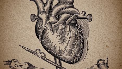vintage engraved illustration of a human heart