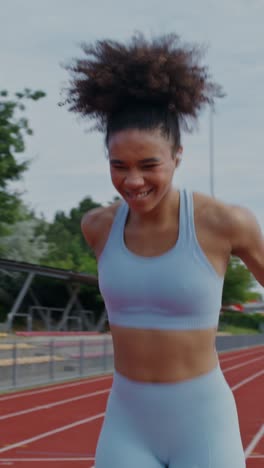 woman running on a track