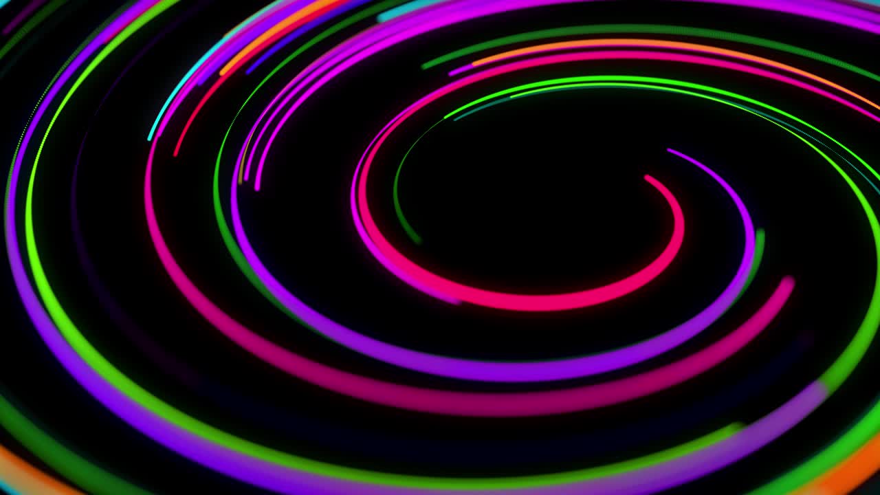 estilo creativo fondo abstracto en 4k. líneas de color girando en espiral volar a lo largo de la ruta giratoria. diseño de movimiento bg de partículas que dan forma a líneas, hélice y estructuras abstractas. render 3d