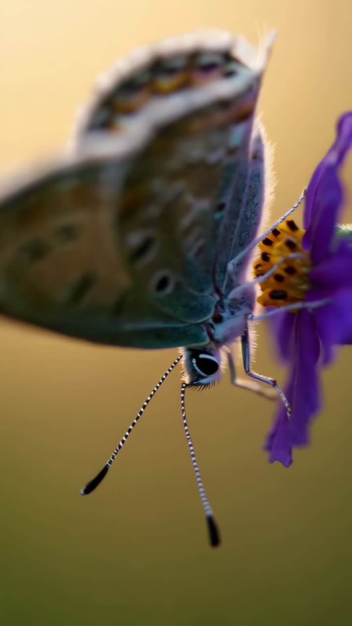 Bella farfalla su un fiore viola