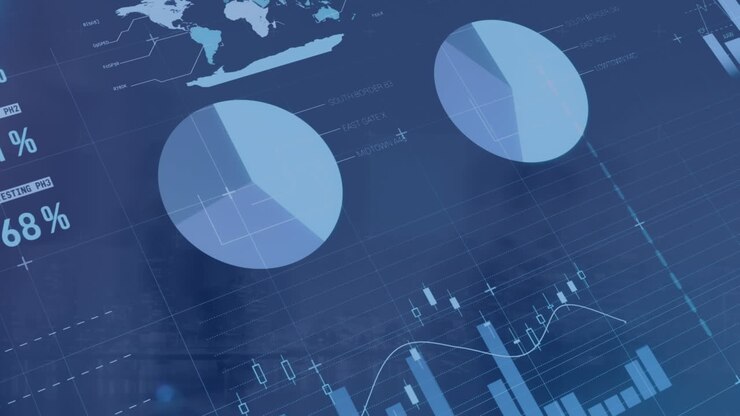 Animazione di elaborazione dati statistici su persone che camminano per strada.