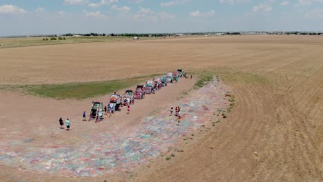 Drone-footage-of-Cadillac-Ranch-in-Texas-during-summer