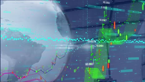 Animation-of-globe-and-digital-interface-with-data-processing-over-warehouse