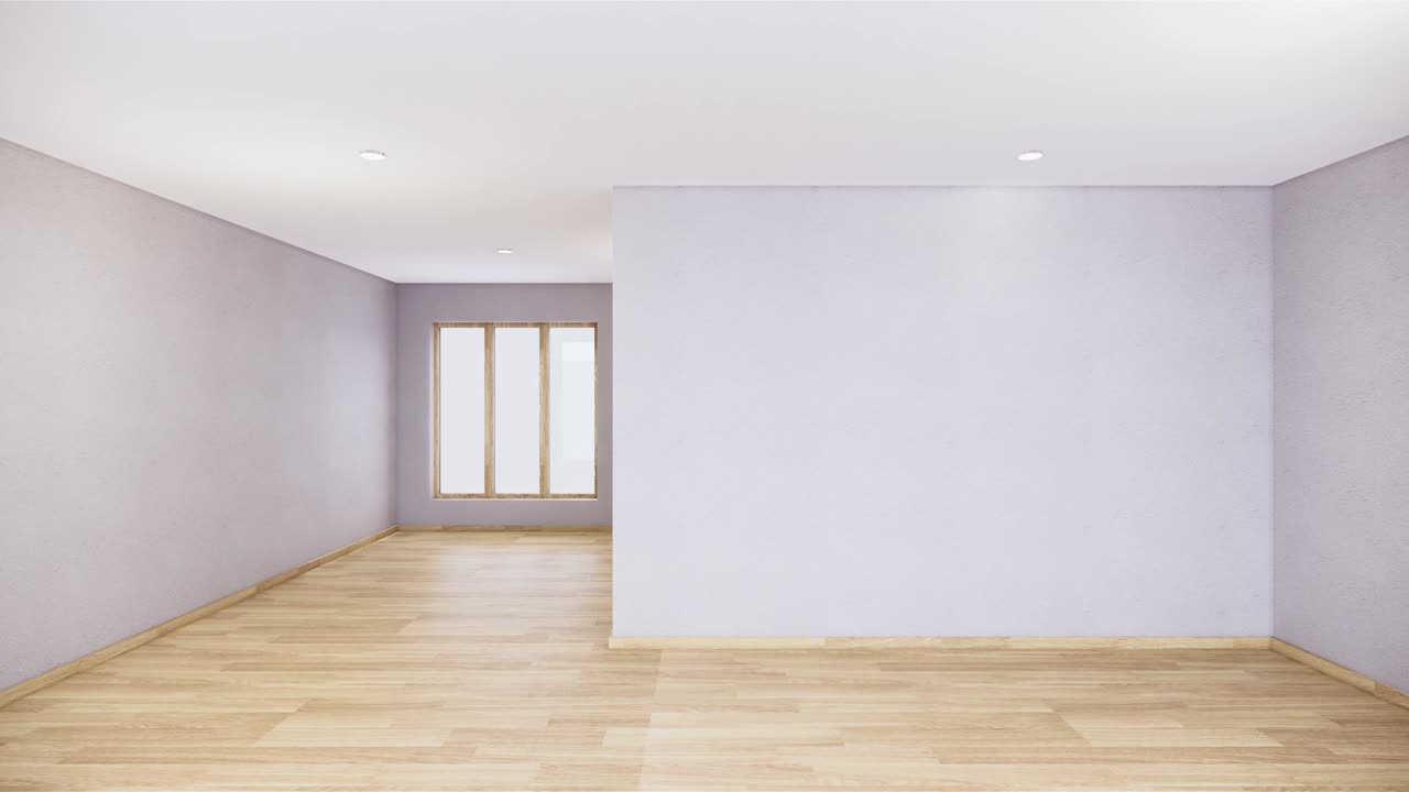 Empty room white on wooden floor interior design.3D rendering