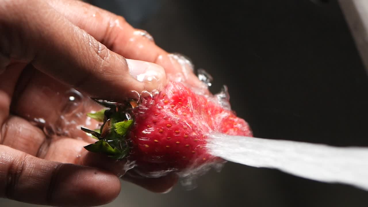 Washing a Strawberry