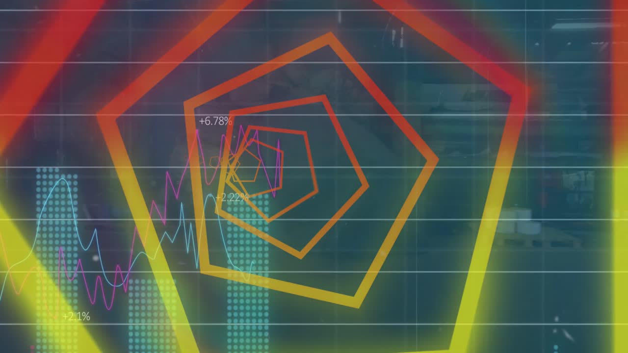 animación del procesamiento de datos sobre formas