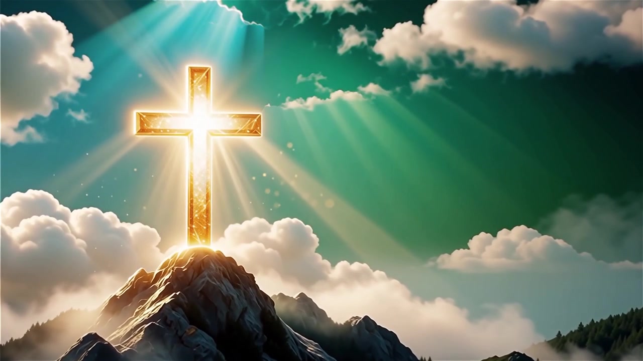 Christian Cross Heavenly Light Worship Background