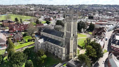 st marys church andover uk panning drone aerial