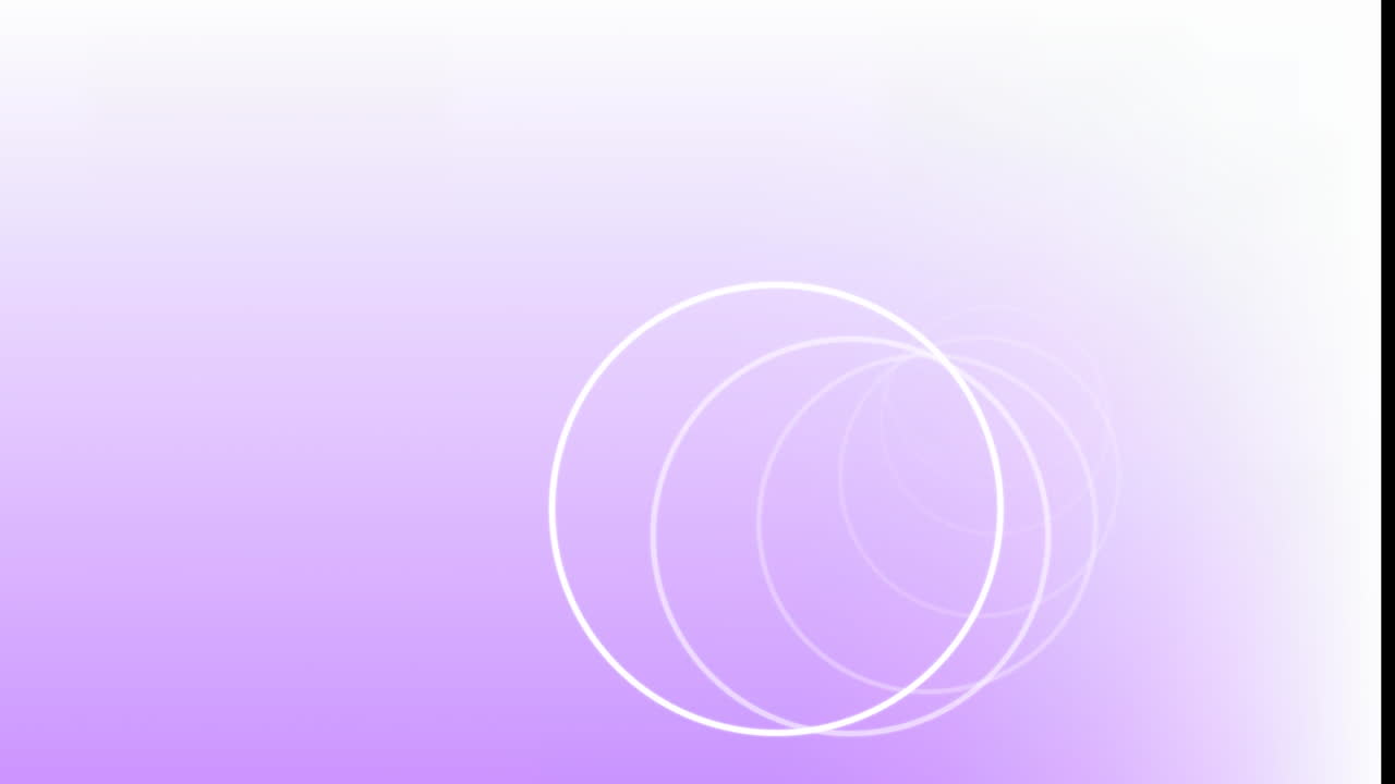 Animación de una forma circular abstracta girando con espacio para texto sobre un fondo morado degradado.
