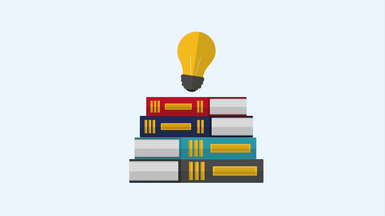 stack books and creativity bulb idea