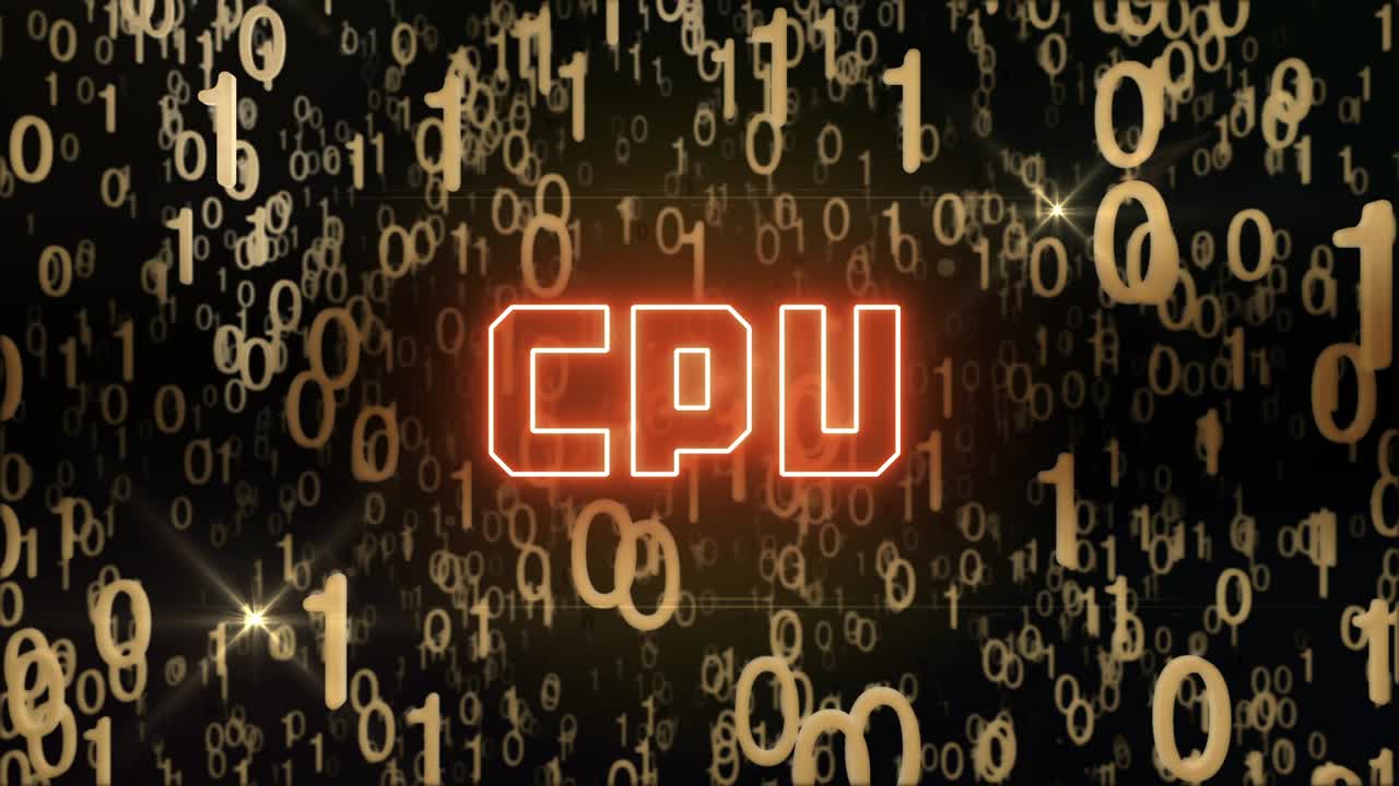 Golden CPU concept with digital code