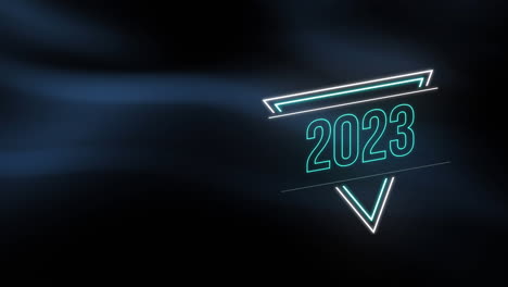 animación de 2023 texto y senderos sobre fondo negro