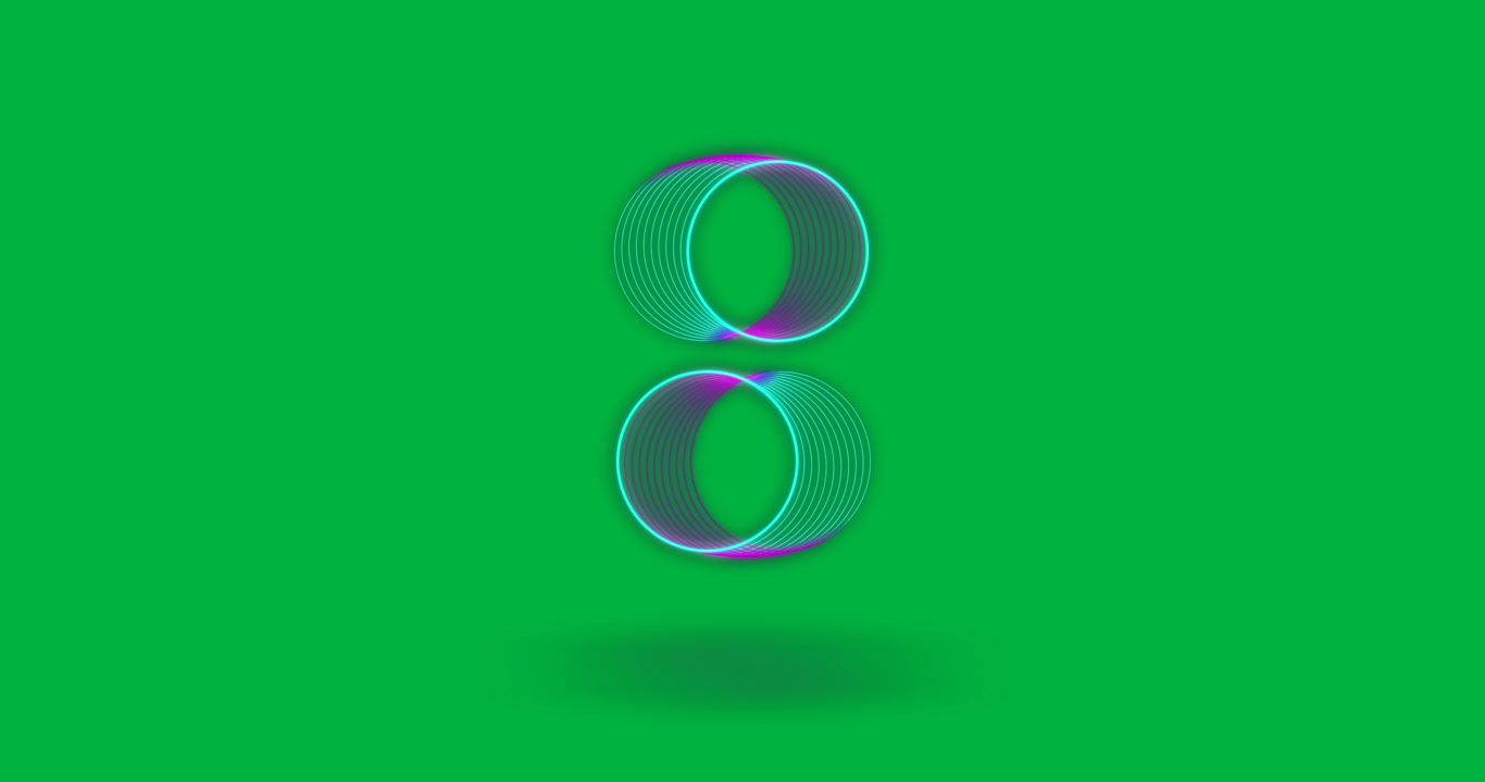 Animation of multiple neon circles on transparent background