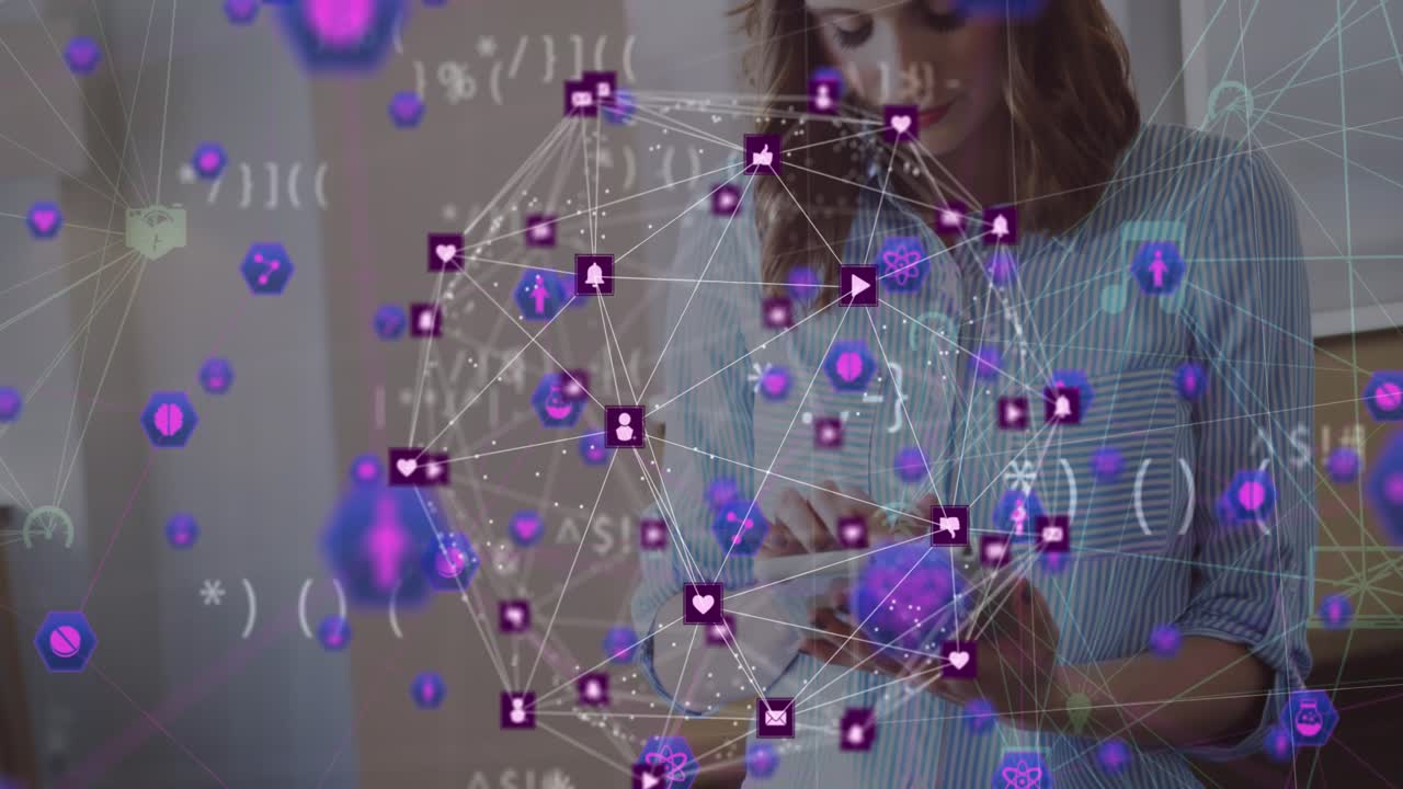 Animation of network of connections over red and orange background
