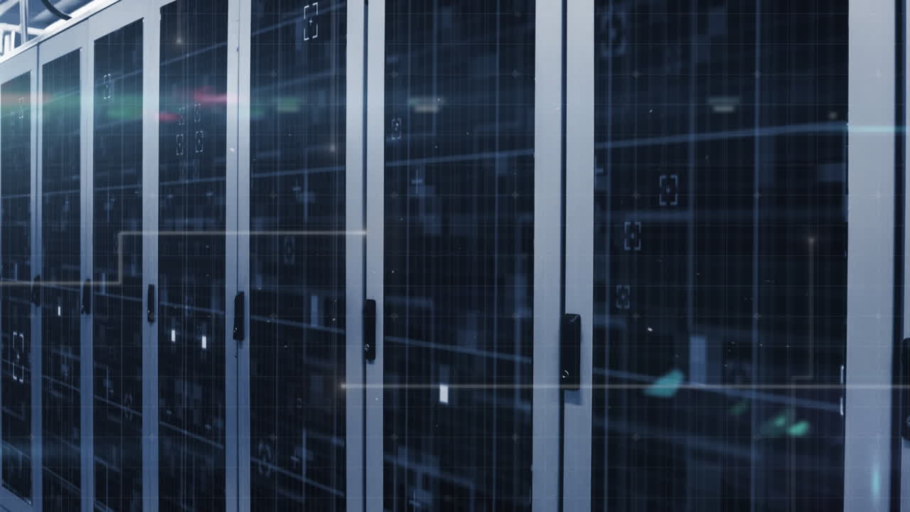 Animation of lights and dust over servers