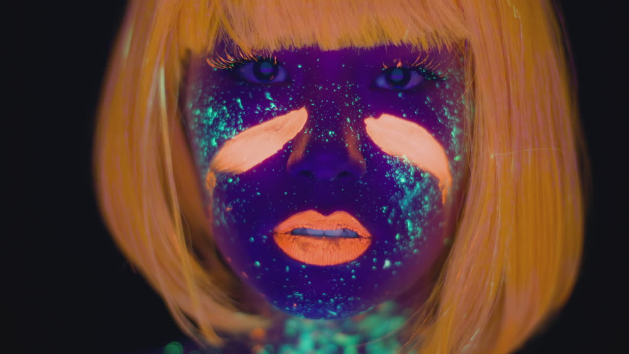 Woman with Neon Face Paint