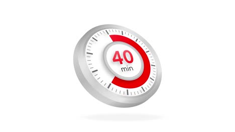 the 40 minutes timer. stopwatch icon in flat style. motion graphics.