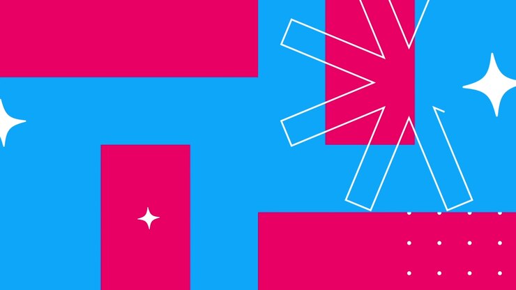 Dynamic Blue and Pink Abstract Background with Geometric Shapes