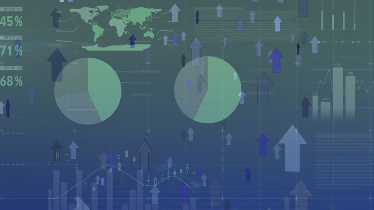 Arrows moving up with statistics