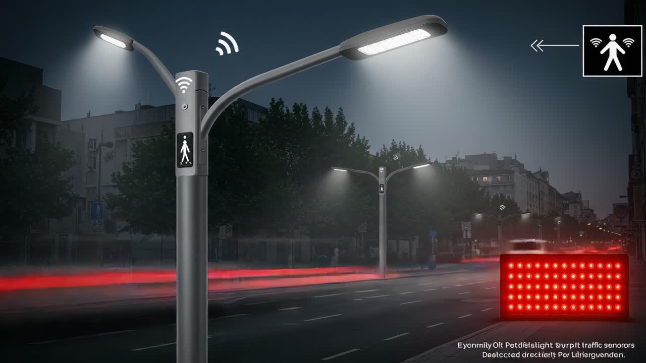Innovative Smart Street Light Enhancing Urban Safety with Intelligent Pedestrian Signals and Wireless Connectivity for Modern Cityscapes