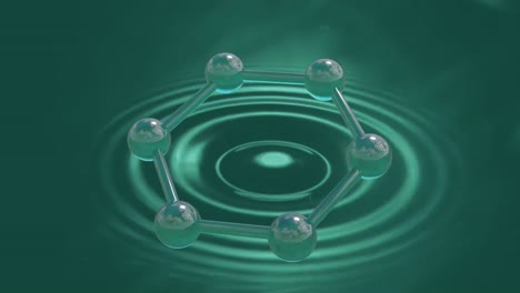 animation of micro of molecules models over green background