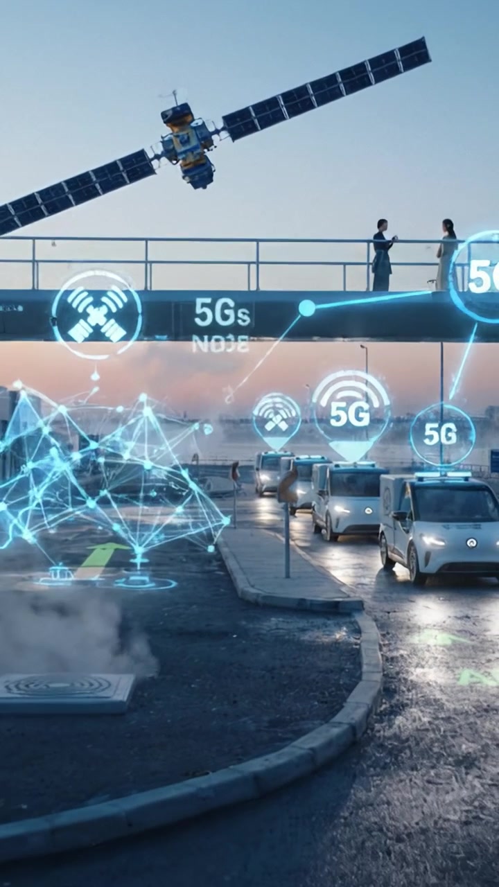 Un'intersezione dinamica tra tecnologia e trasporti: la convergenza della connettività 5G con i veicoli autonomi in un polo urbano intelligente.