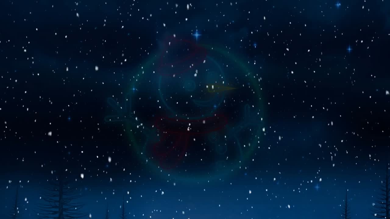 내리는 눈 위에 크리스마스 네온의 애니메이션