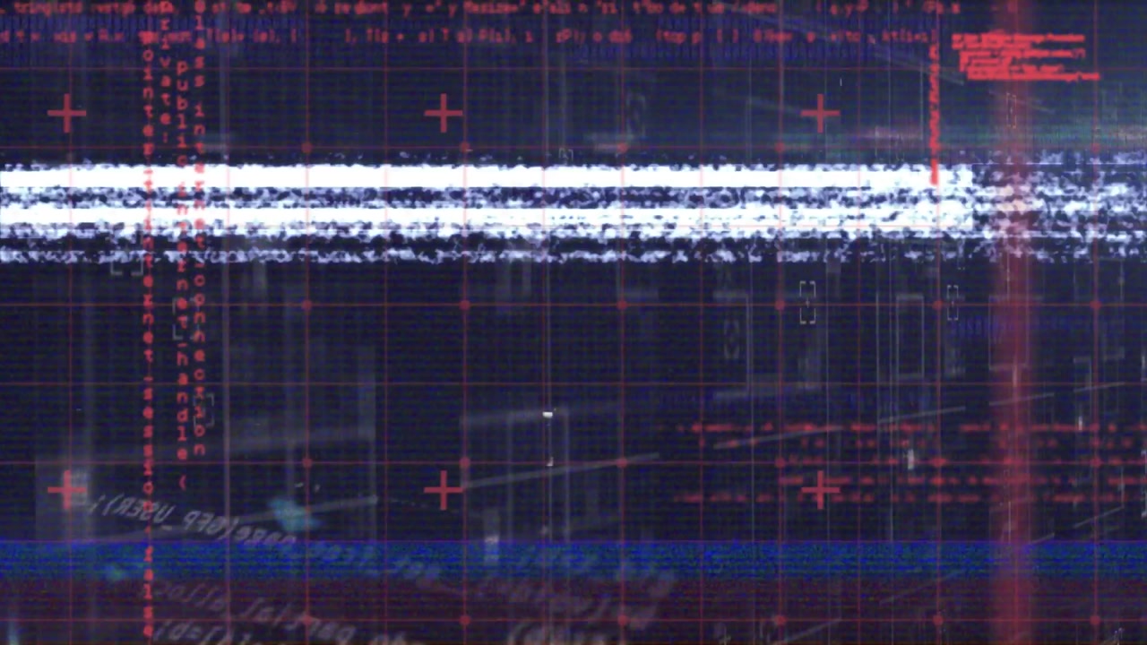 Animation of glitch effect over data processing against blue background