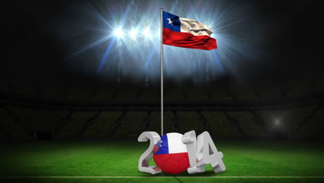 Bandera-Nacional-De-Chile-Ondeando-En-El-Campo-De-Fútbol-Con-Mensaje