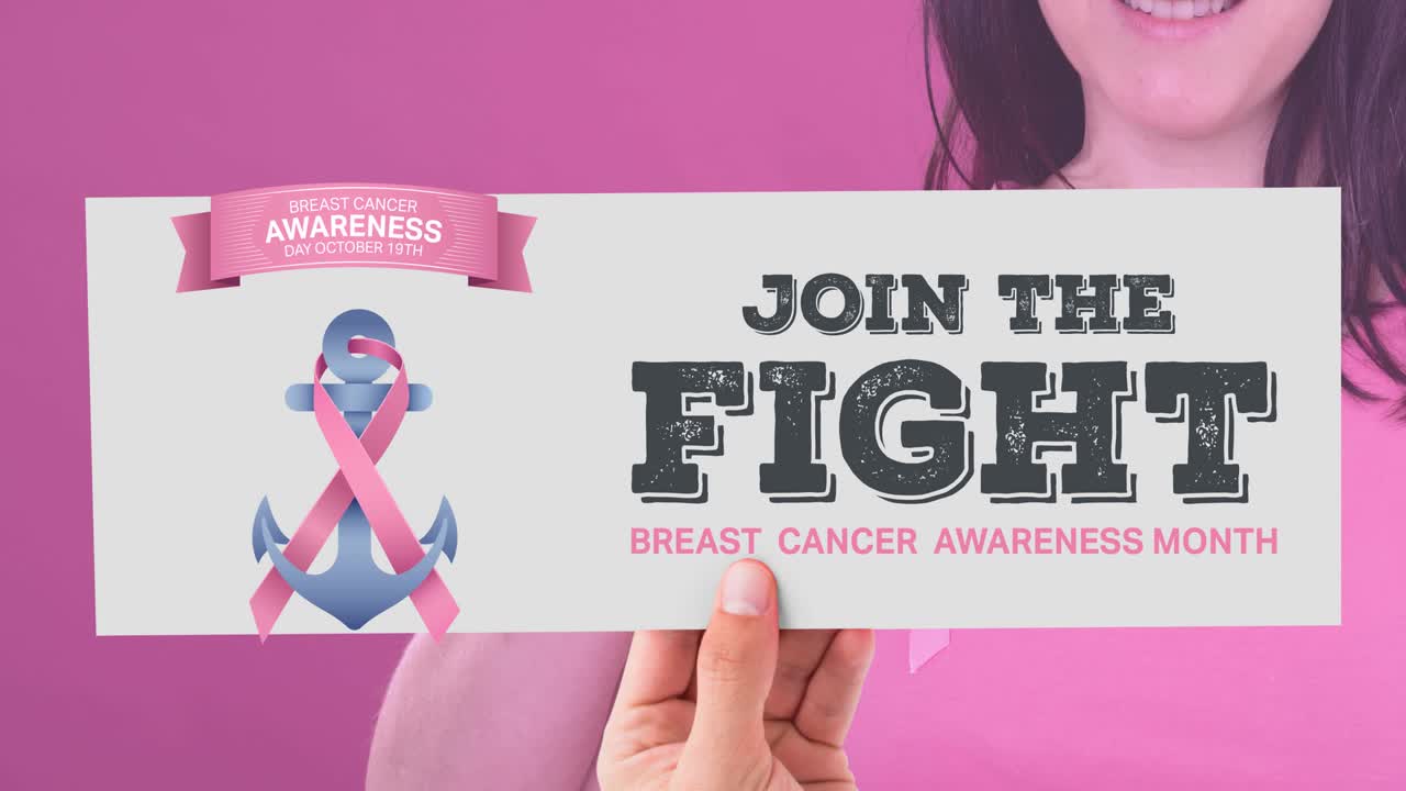 animación de concienciación sobre el cáncer de mama texto sobre mujer caucásica