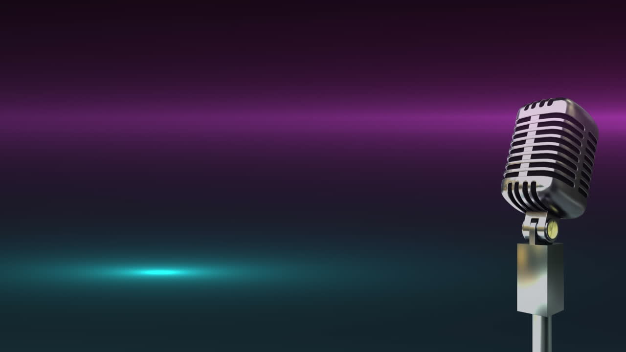 Animation of vintage microphone on pink background