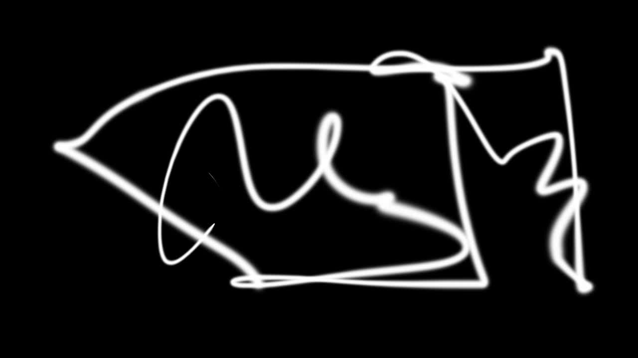 animación de dibujos dibujados con línea de rociado blanco