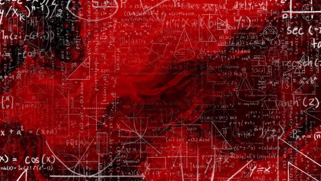 빨간색 배경에서 과학 데이터 처리의 애니메이션