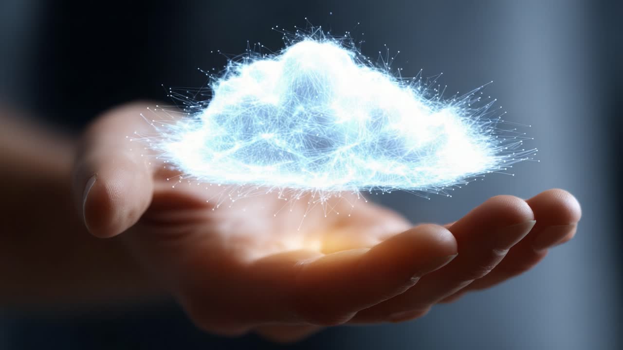A Glowing Cloud Manifesting Above an Outstretched Hand, Symbolizing Innovation, Technology, and Possibility in the Digital Age