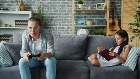 mother and daughter spending time at home