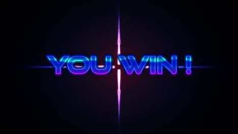 animation of you win text over purple glowing shape