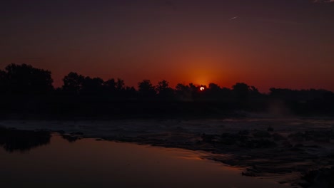 sunrise time lapse over a river sava in zagreb