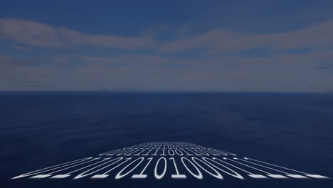 animación de codificación binaria sobre el mar